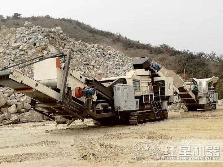 移動式建筑垃圾破碎機(jī)現(xiàn)場實拍圖